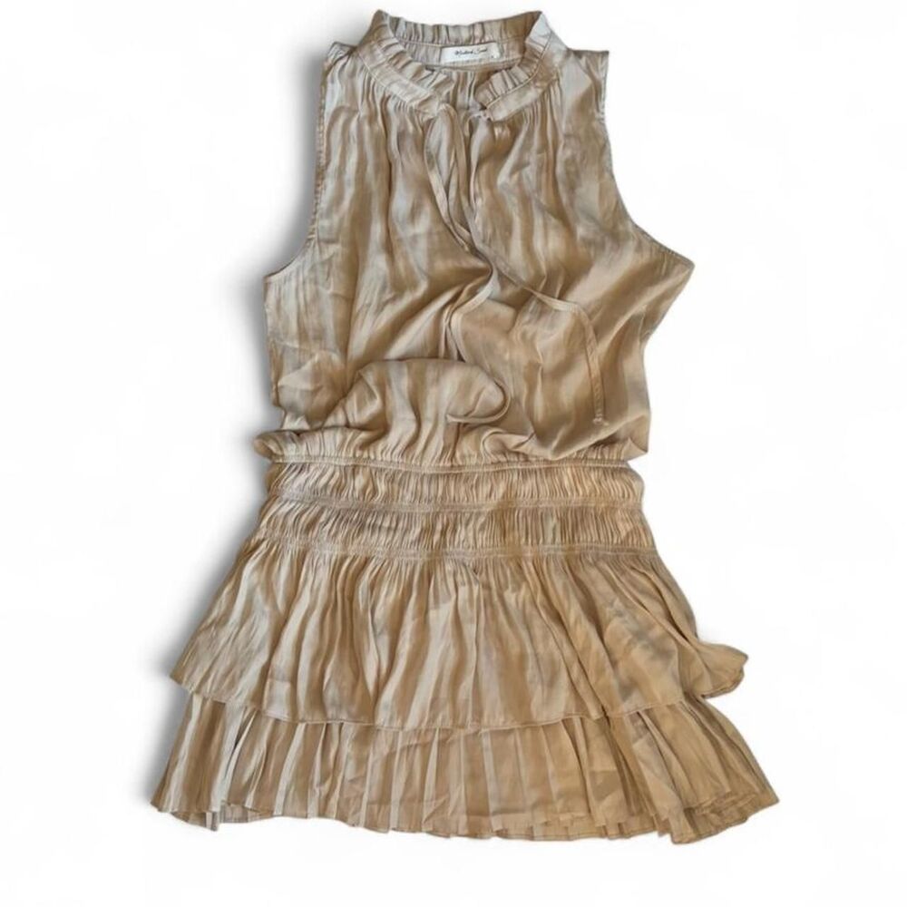 Mustard Seed Cream Satin Like Ruffled Dress